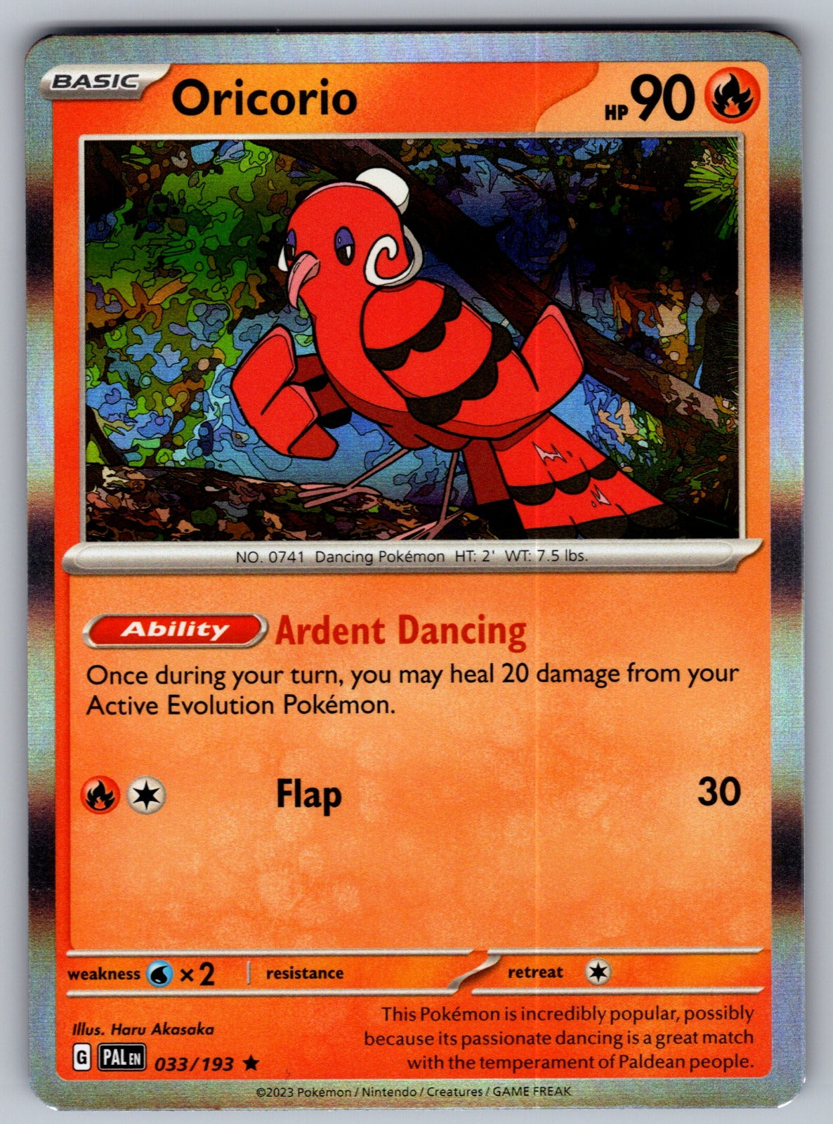 Oricorio Holo Rare SV02: Paldea Evolved 033/193 NM 2023