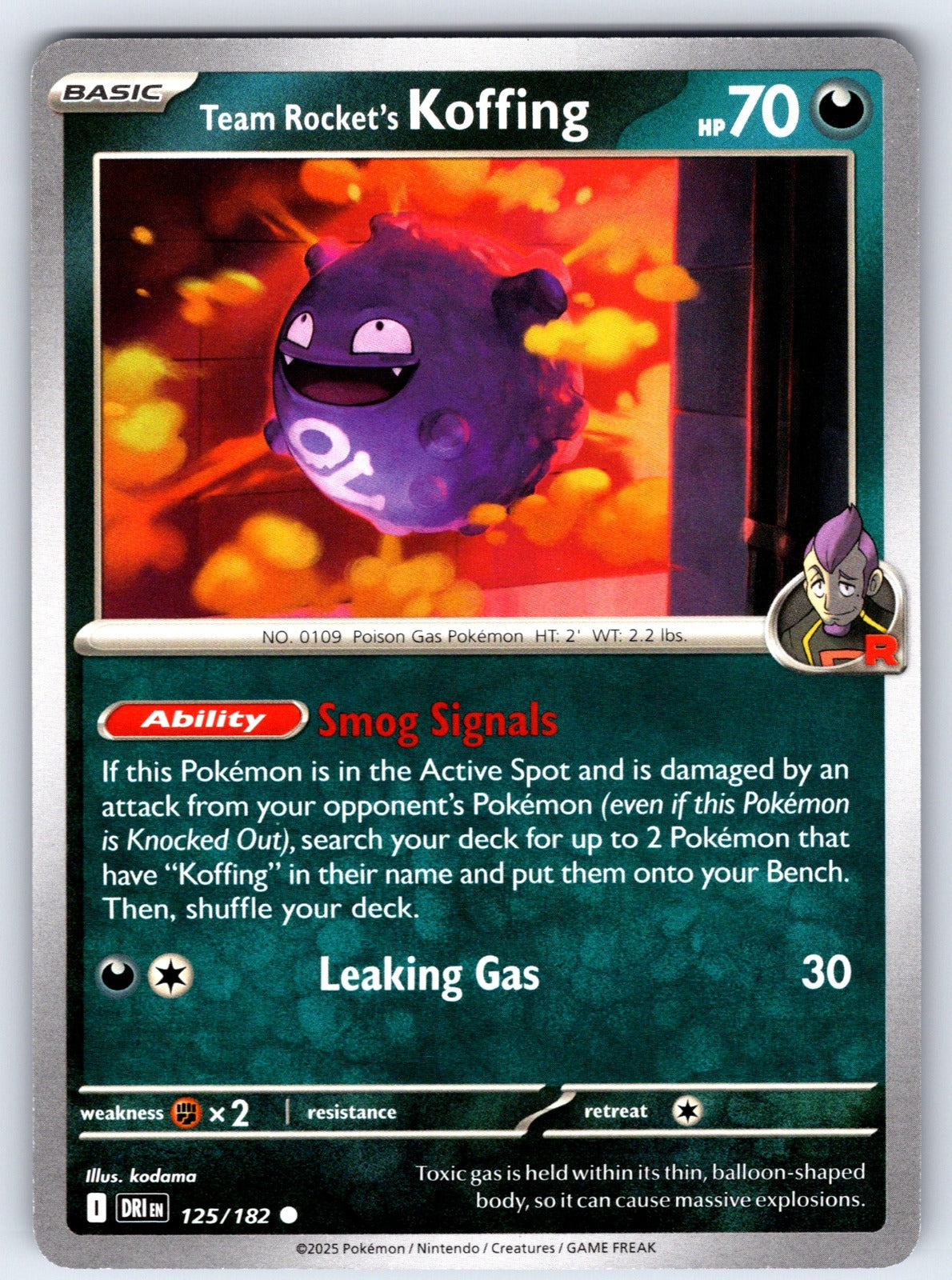 Team Rocket's Koffing Common SV10: Destined Rivals 125/182 NM 2025