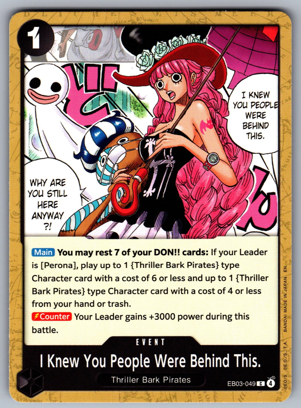 I Knew You People Were Behind This. C Extra Booster: One Piece Heroines Edition EB03-049 NM 2026