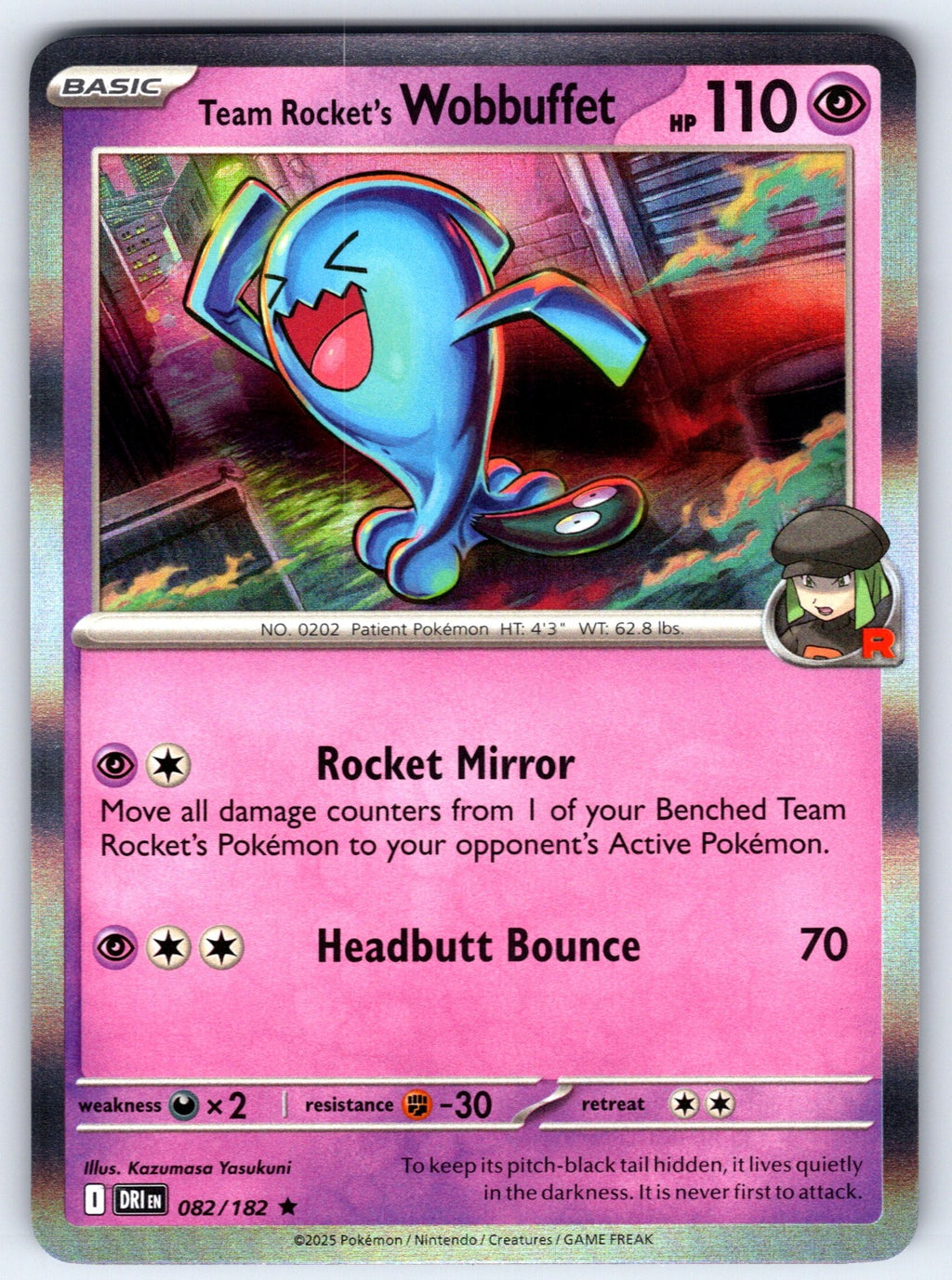 Team Rocket's Wobbuffet Holo Rare SV10: Destined Rivals 082/182 NM 2025