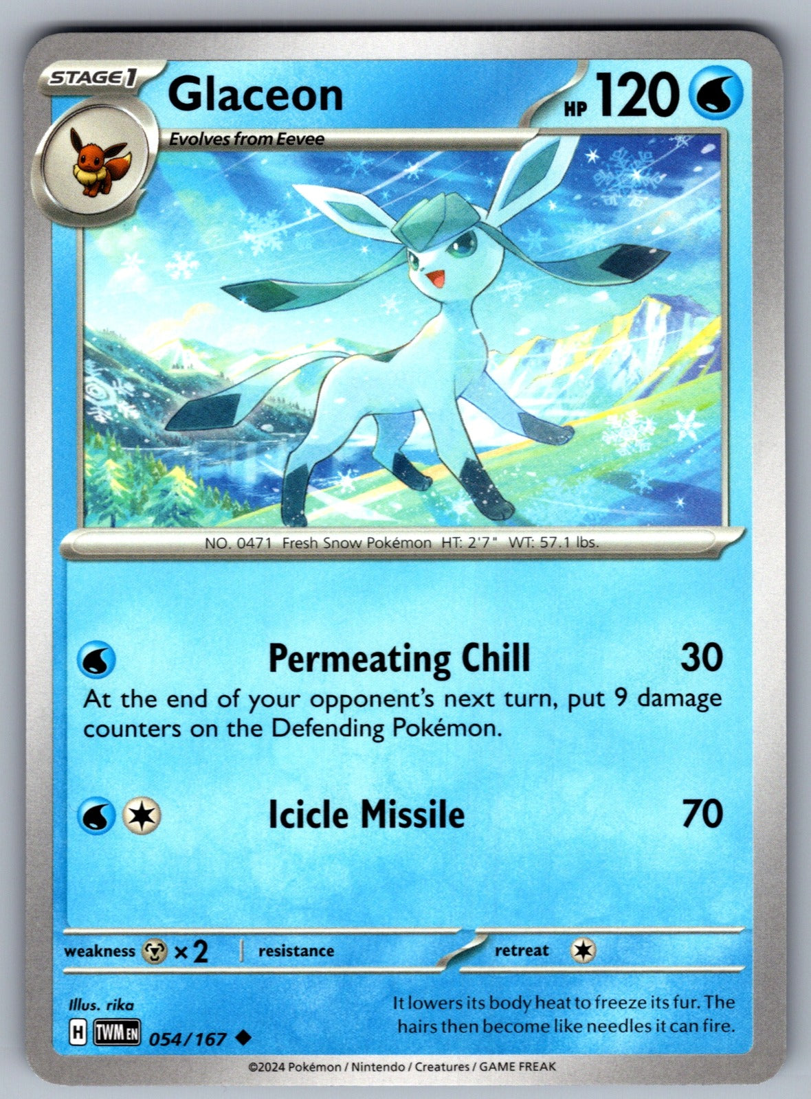 Glaceon Uncommon SV06: Twilight Masquerade 054/167 NM 2024