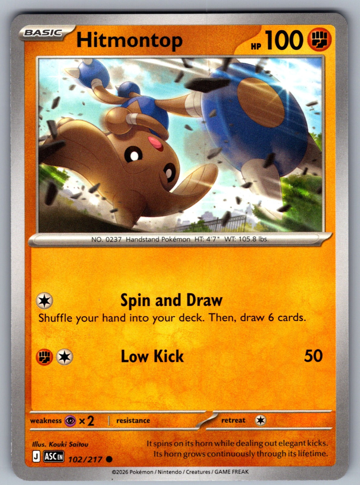 Hitmontop Common ME: Ascended Heroes 102/217 NM 2026