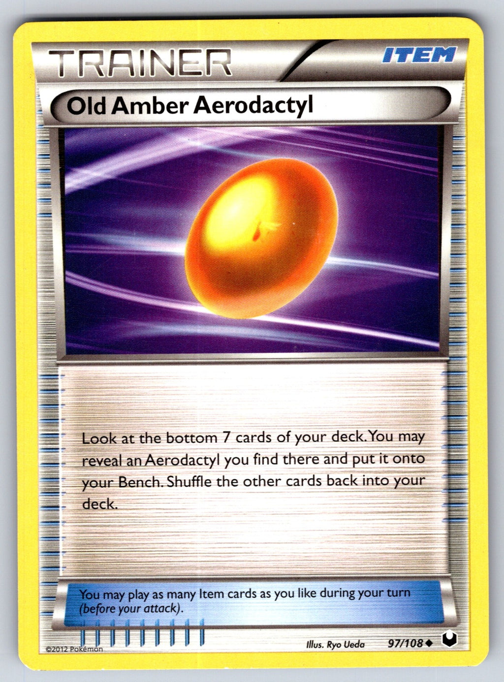 Old Amber Aerodactyl Uncommon Dark Explorers 97/108 LP 2012
