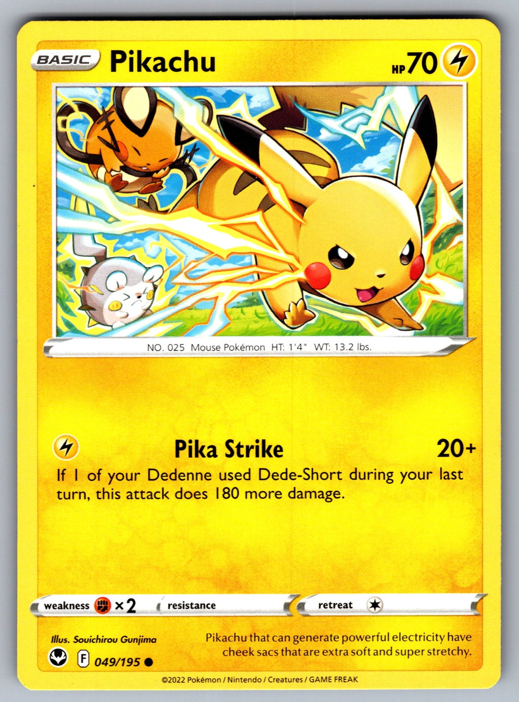 Pikachu Common SWSH12: Silver Tempest 049/195 NM 2022