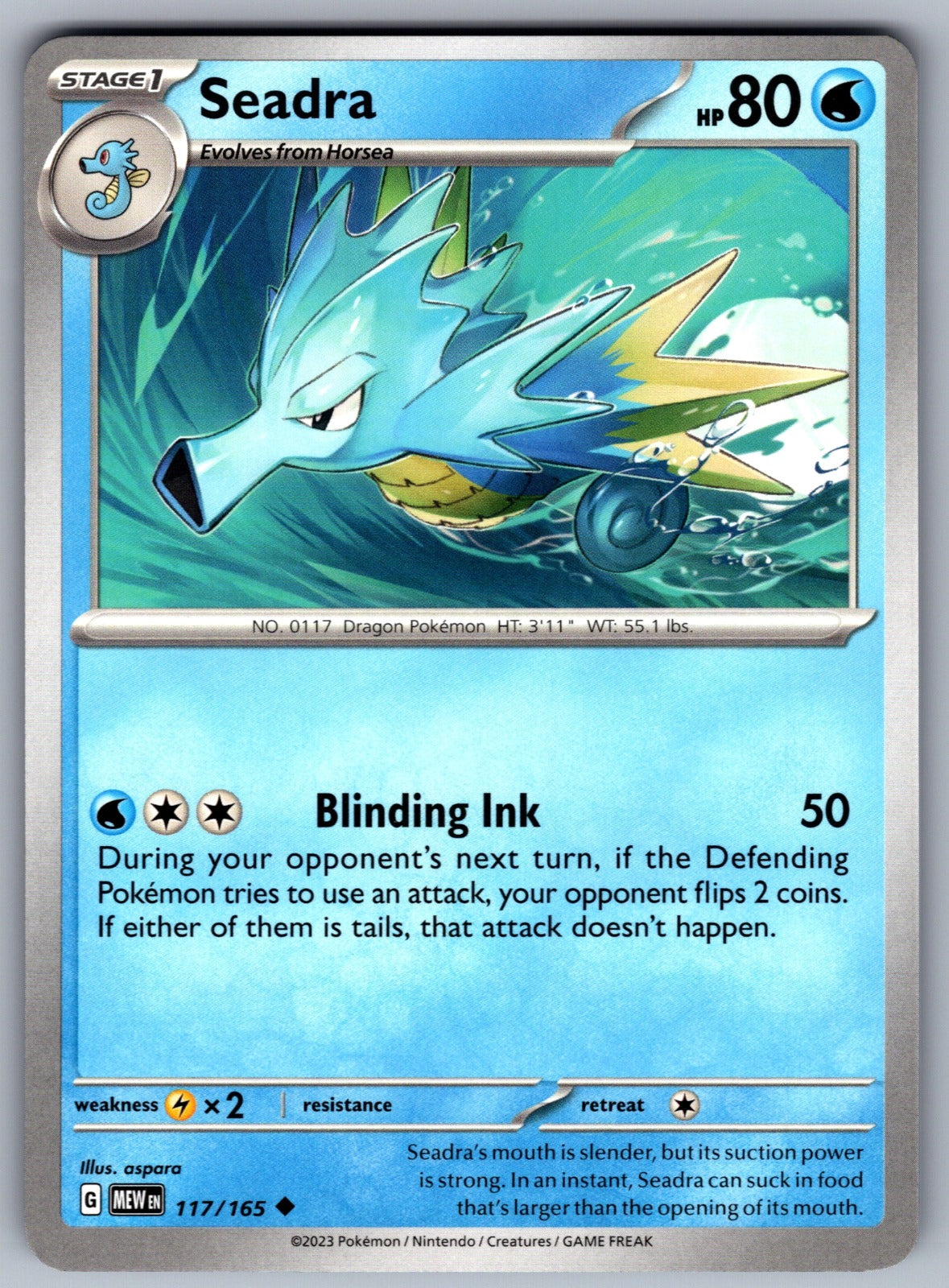 Seadra Uncommon SV: Scarlet & Violet 151 117/165 NM 2023