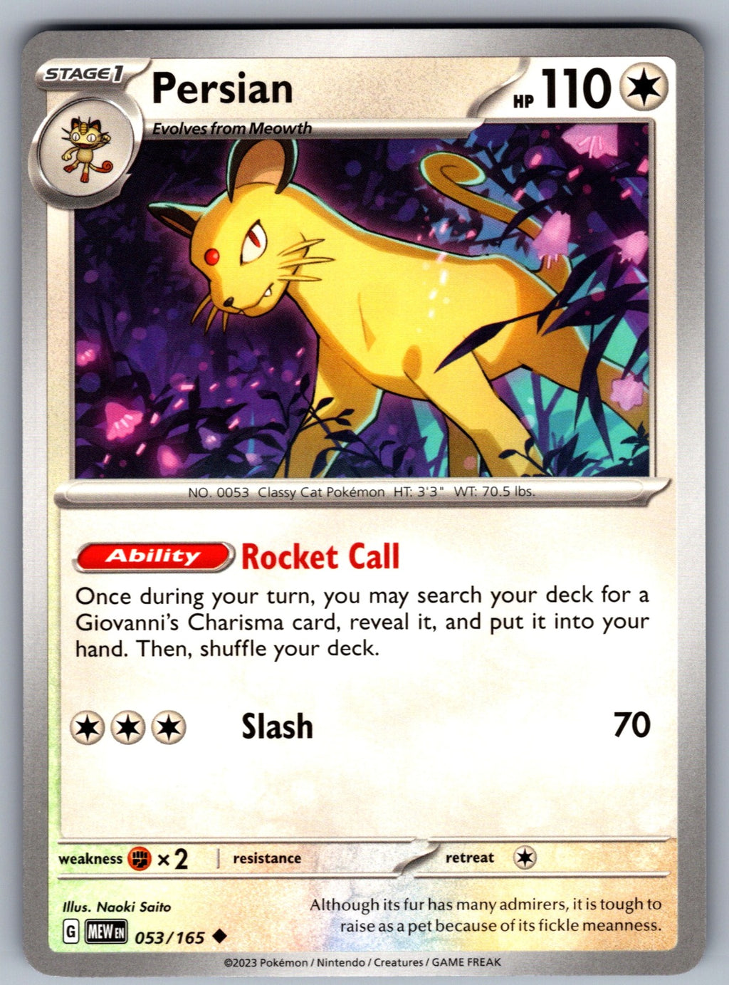 Persian Uncommon SV: Scarlet & Violet 151 053/165 NM 2023