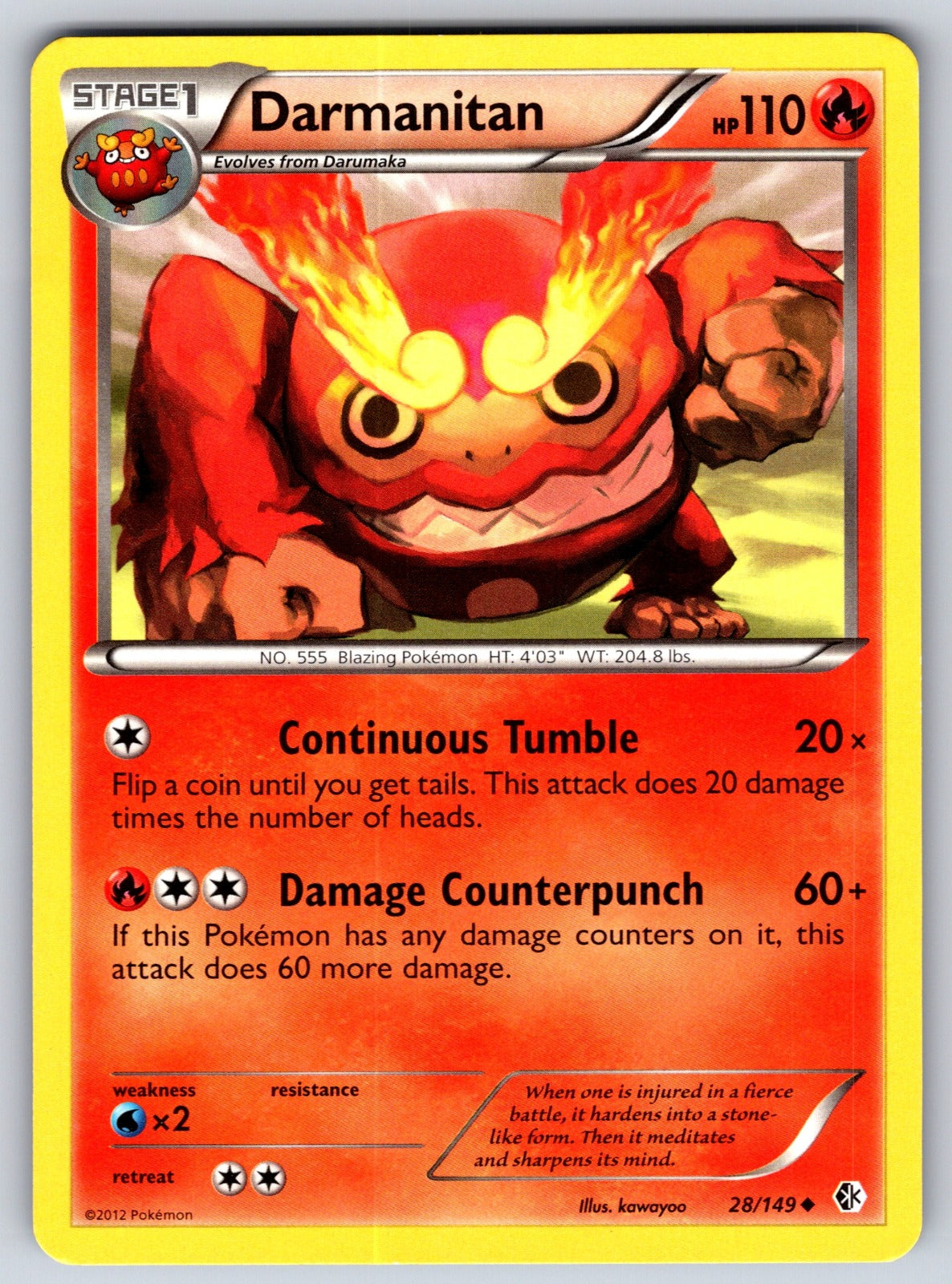 Darmanitan Uncommon Boundaries Crossed 28/149 LP 2012