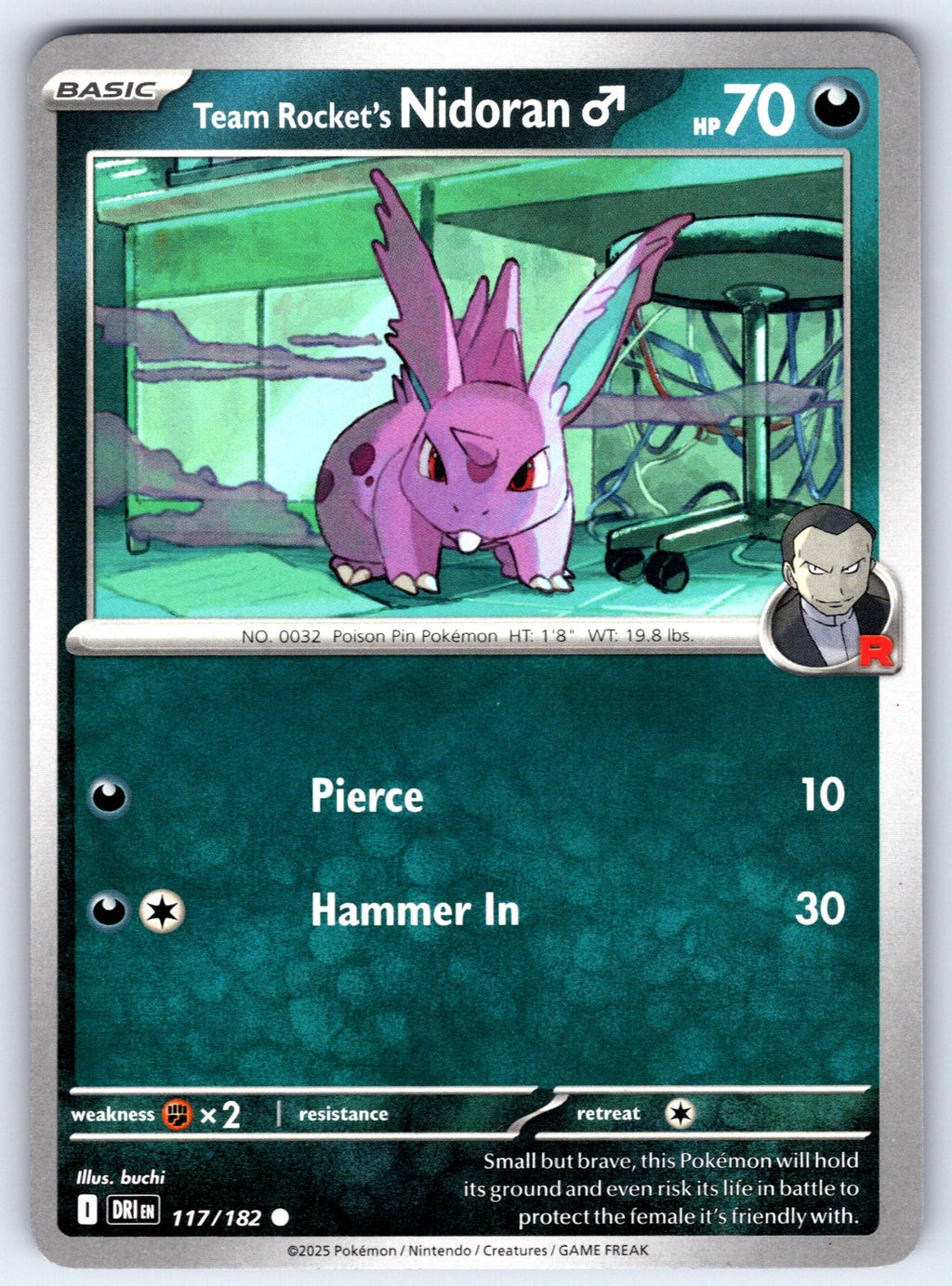 Team Rocket's Nidoran M Common SV10: Destined Rivals 117/182 NM 2025
