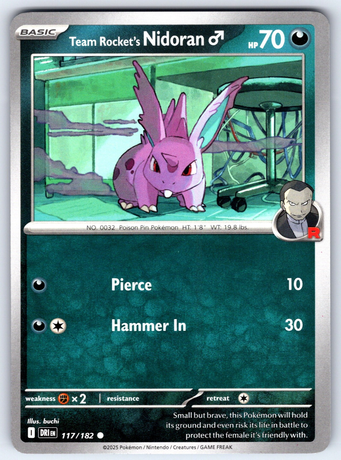 Team Rocket's Nidoran M Common SV10: Destined Rivals 117/182 NM 2025