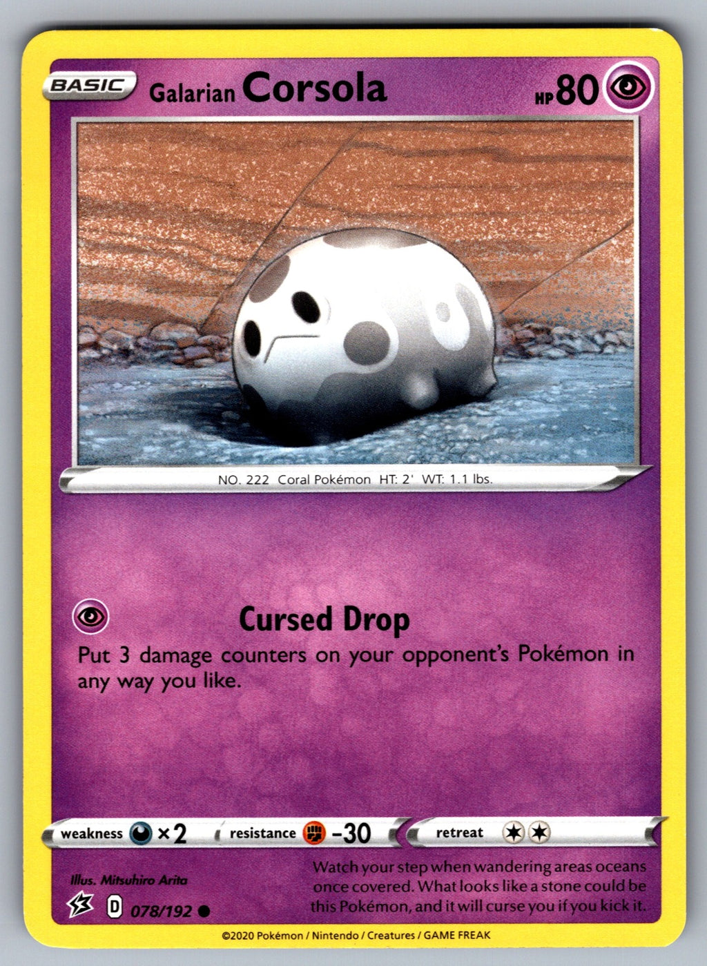 Galarian Corsola Common SWSH02: Rebel Clash 078/192 NM 2020