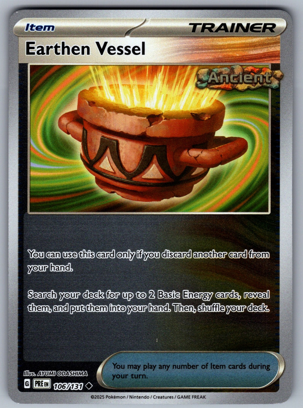 Earthen Vessel Reverse Holo Uncommon SV: Prismatic Evolutions 106/131 NM 2025