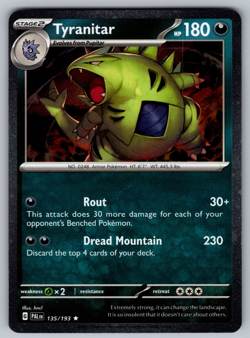 Tyranitar Holo Rare SV02: Paldea Evolved 135/193 NM 2023