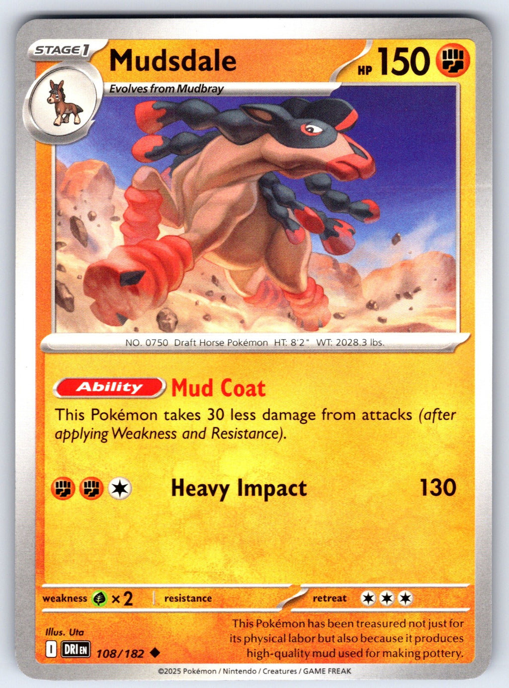 Mudsdale Uncommon SV10: Destined Rivals 108/182 NM 2025