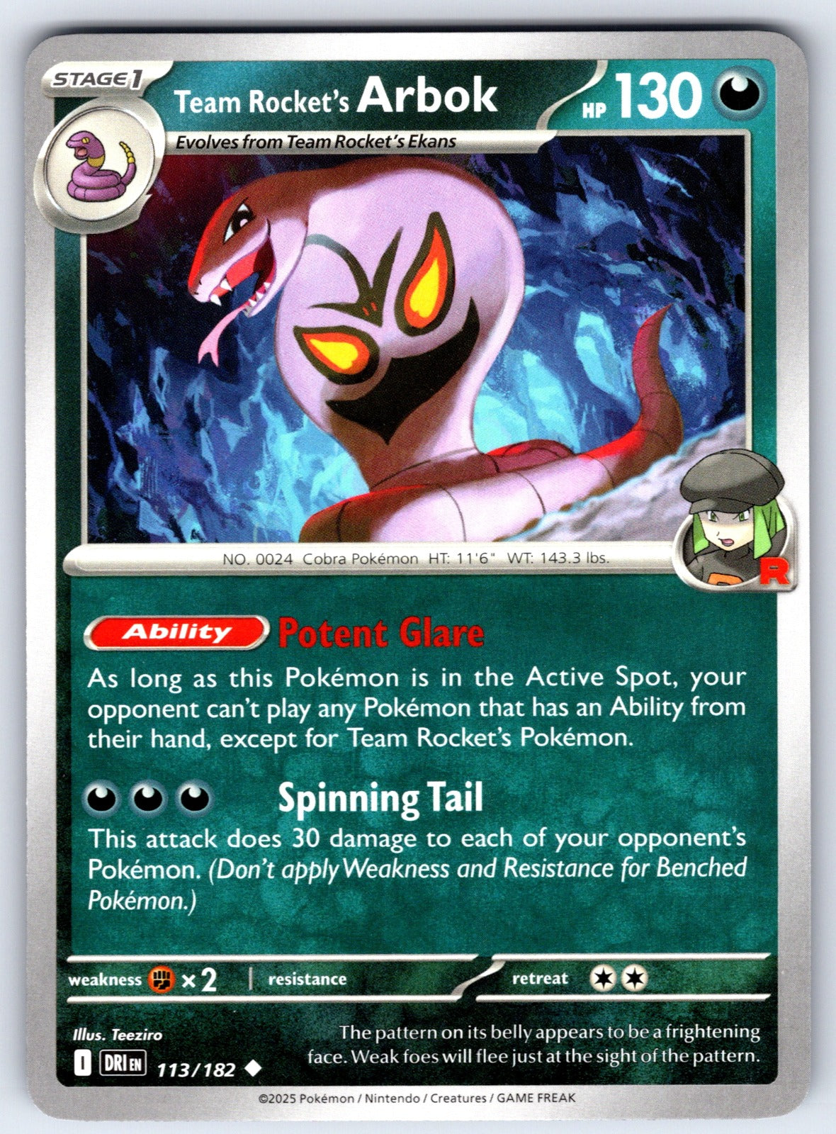 Team Rocket's Arbok Uncommon SV10: Destined Rivals 113/182 LP 2025