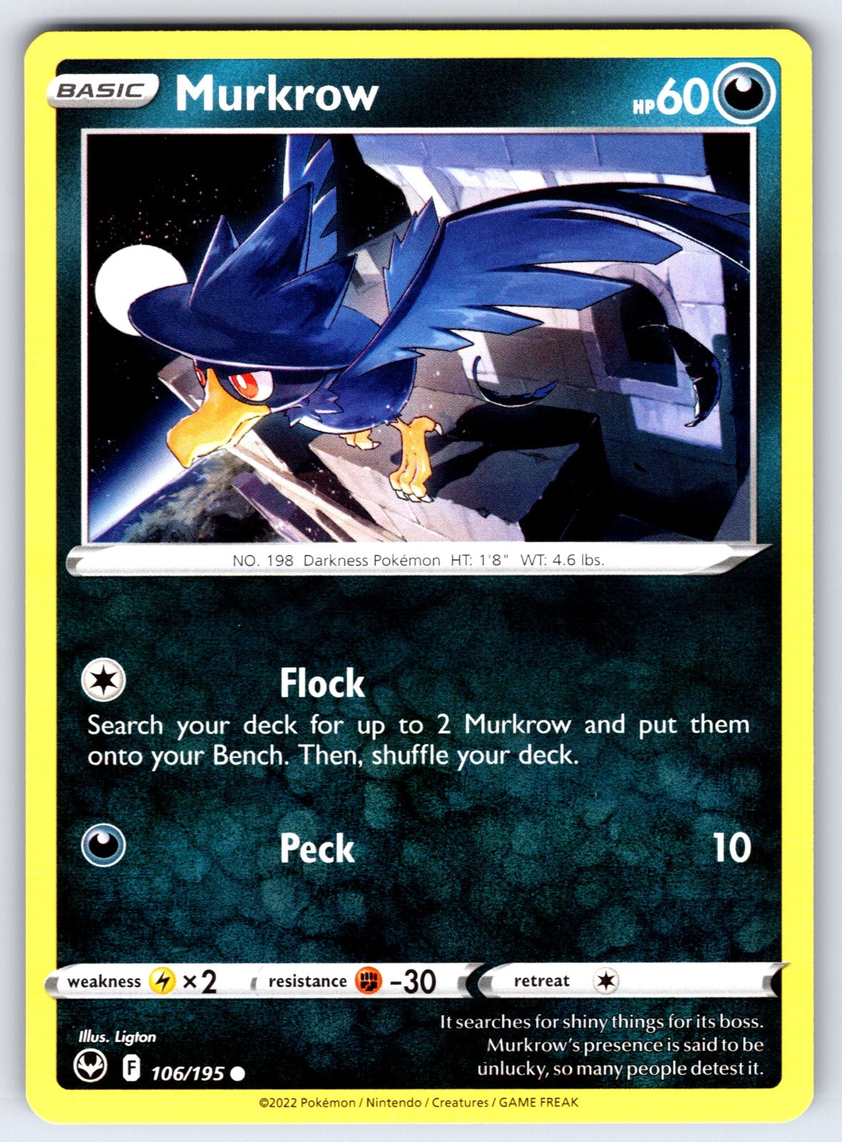 Murkrow Common SWSH12: Silver Tempest 106/195 NM 2022
