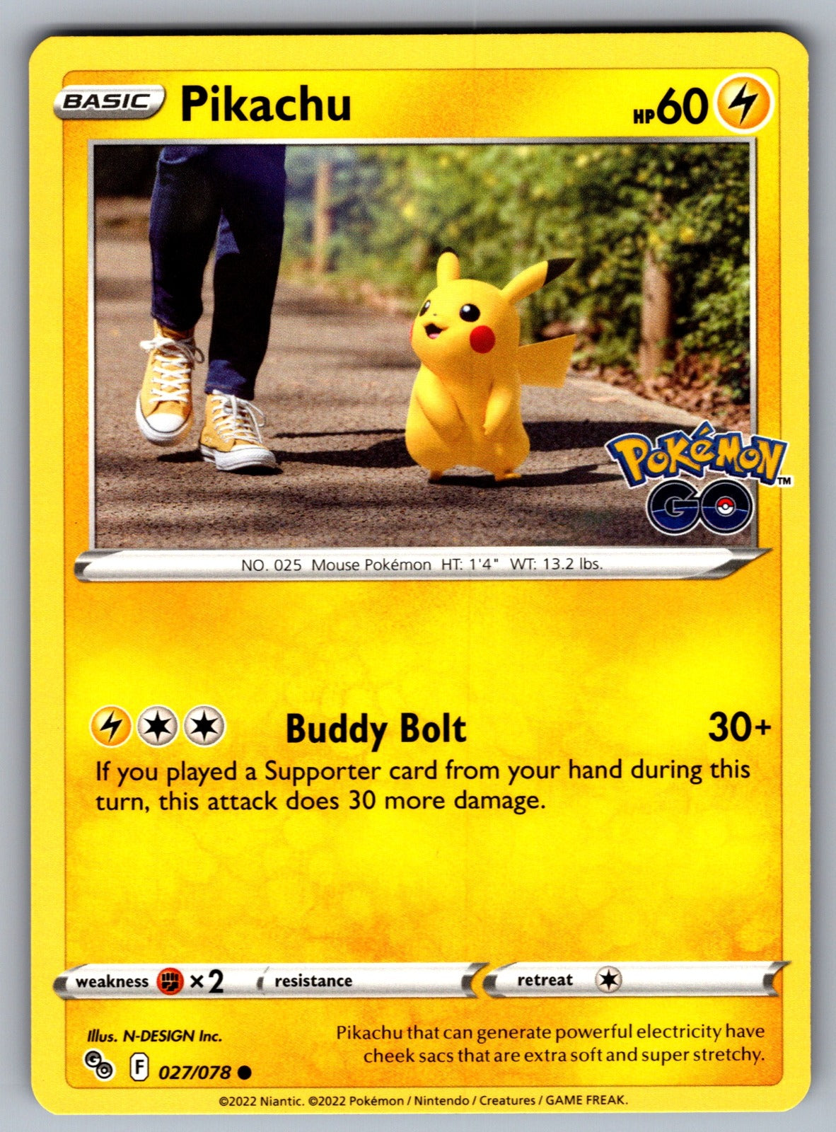Pikachu (27) Common Pokemon GO 027/078 NM 2022