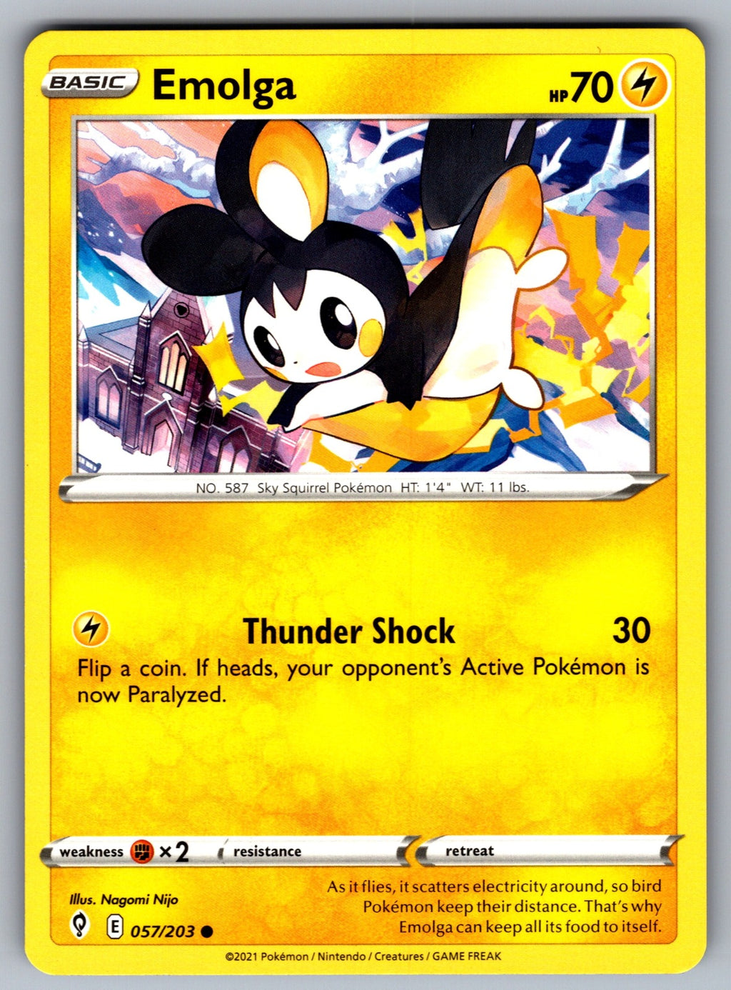 Emolga Common SWSH07: Evolving Skies 057/203 NM 2021