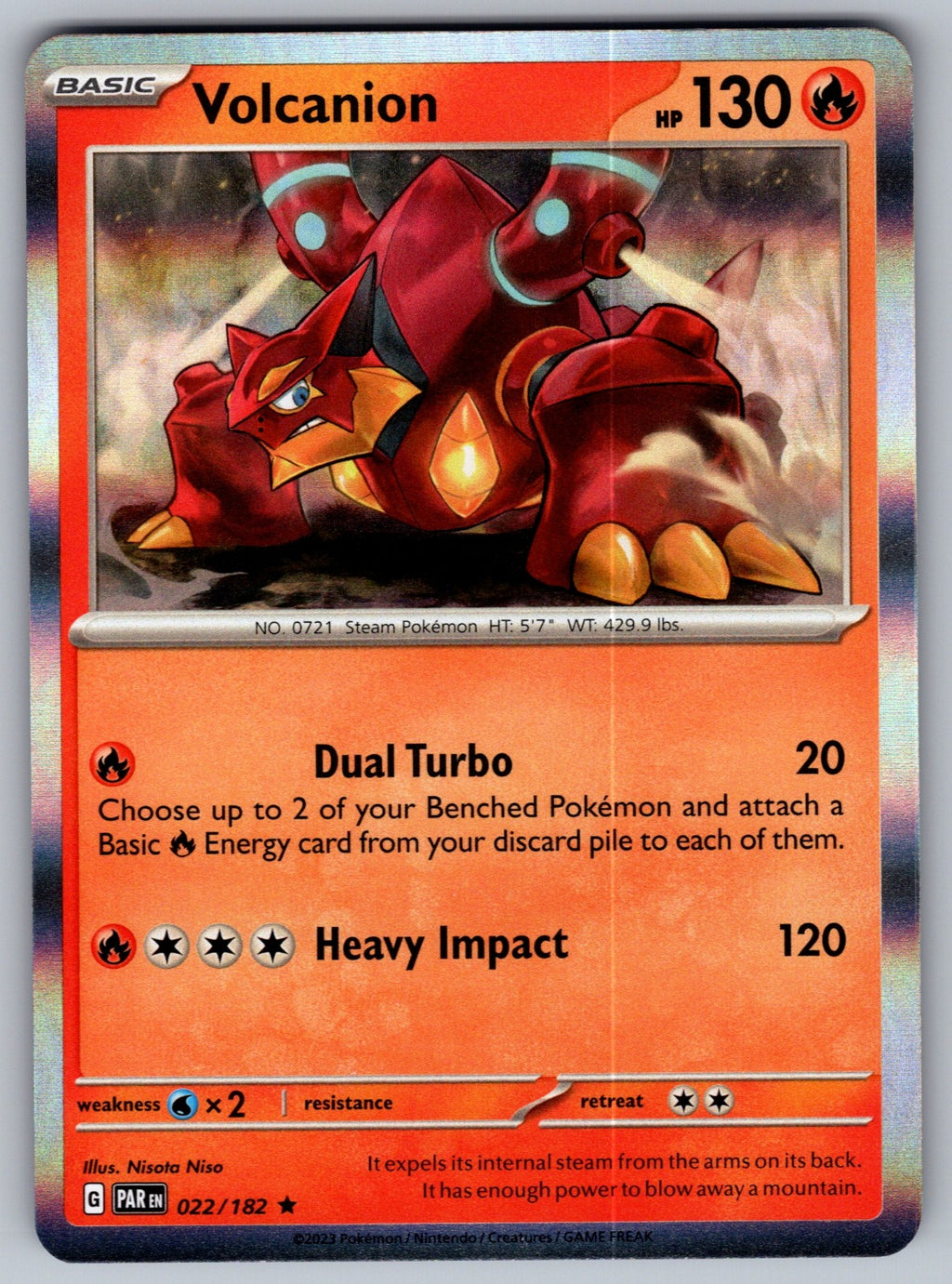 Volcanion Holo Rare SV04: Paradox Rift 022/182 NM 2023