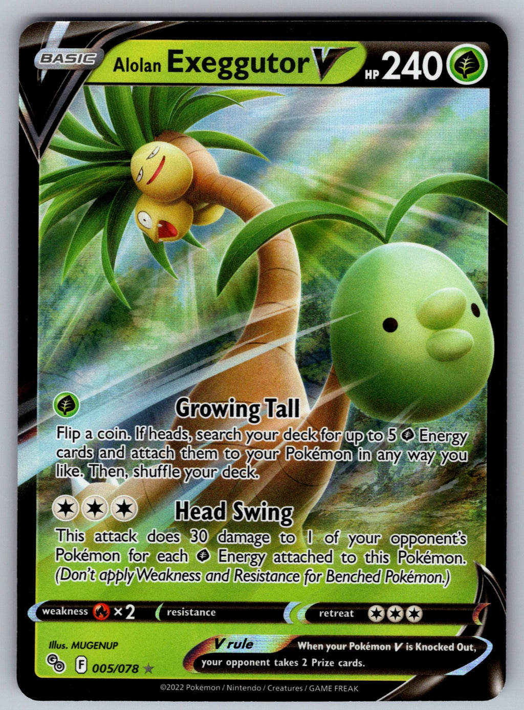 Alolan Exeggutor V Holo Ultra Rare Pokemon GO 005/078 NM 2022