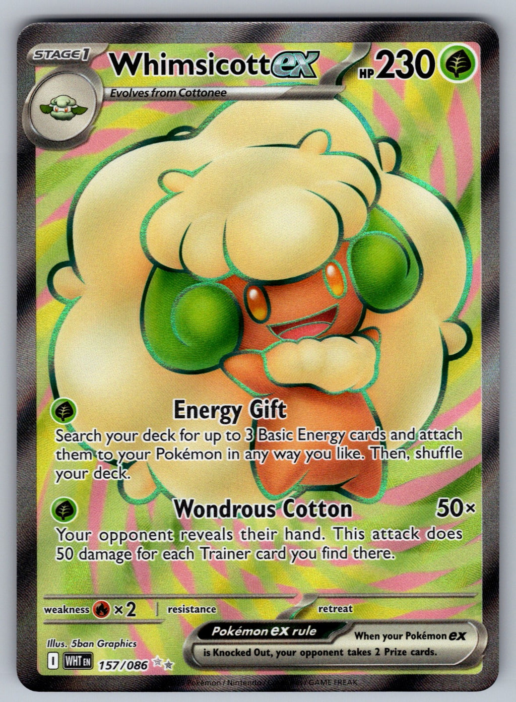 Whimsicott ex Holo Ultra Rare SV: White Flare 157/086 NM 2025
