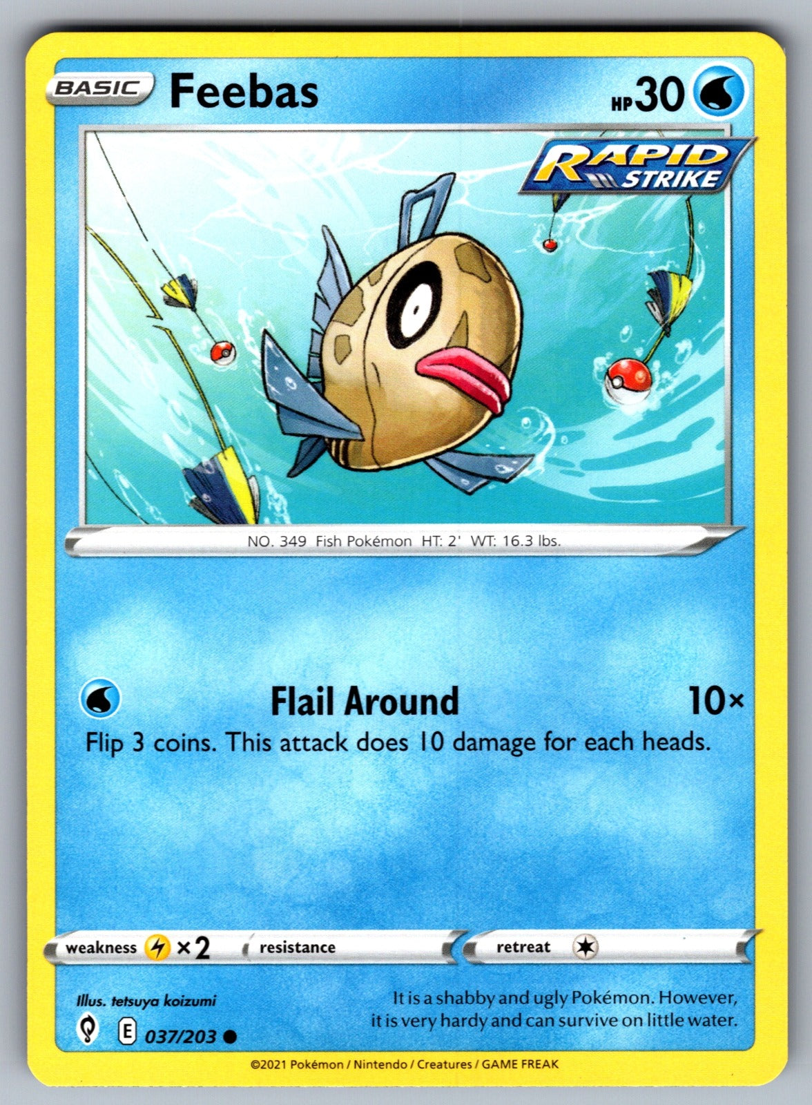 Feebas Common SWSH07: Evolving Skies 037/203 NM 2021