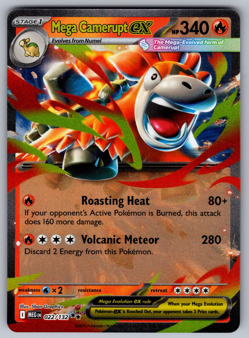 Mega Camerupt ex Holo Double Rare ME01: Mega Evolution 022/132 NM 2025