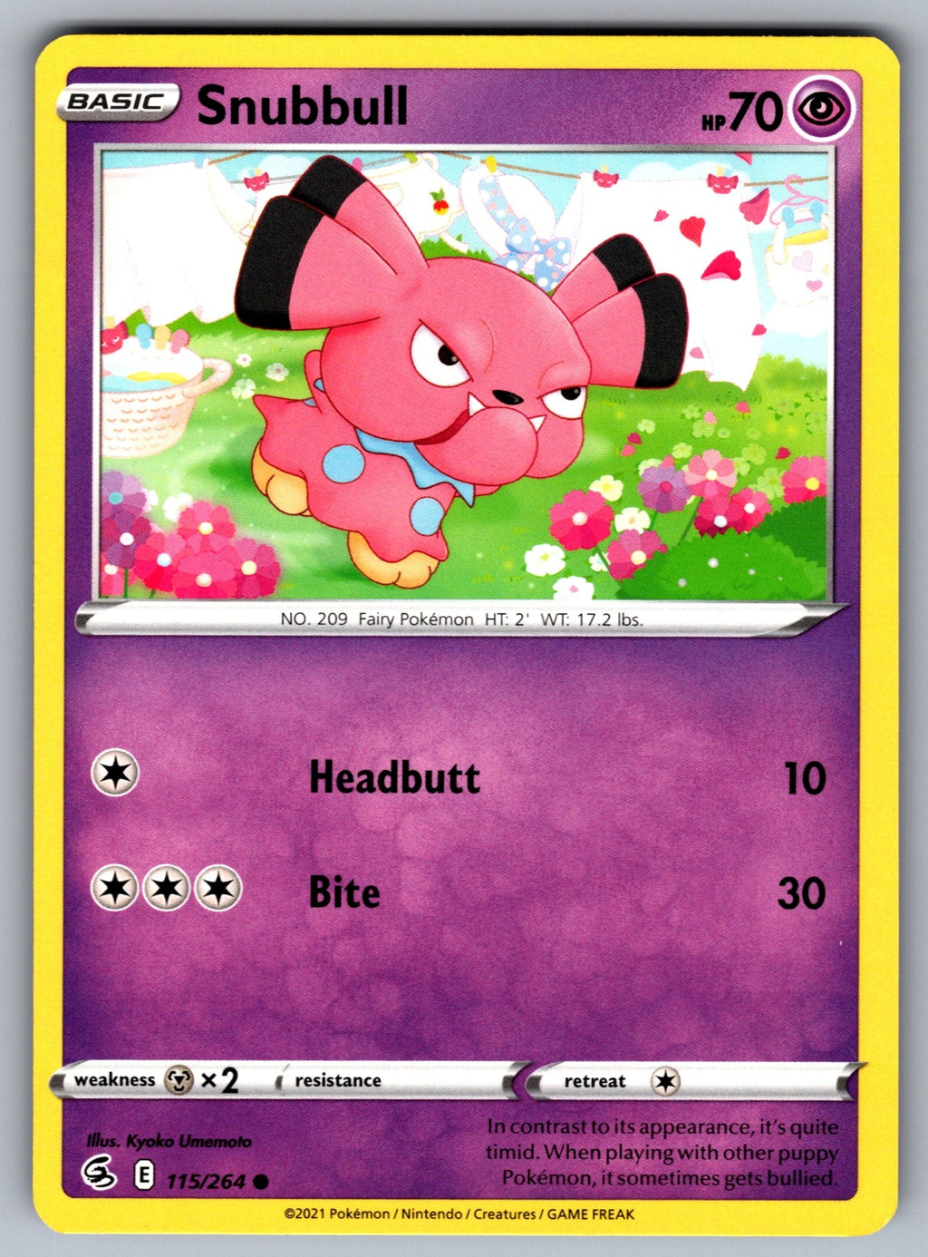 Snubbull Common SWSH08: Fusion Strike 115/264 NM 2021
