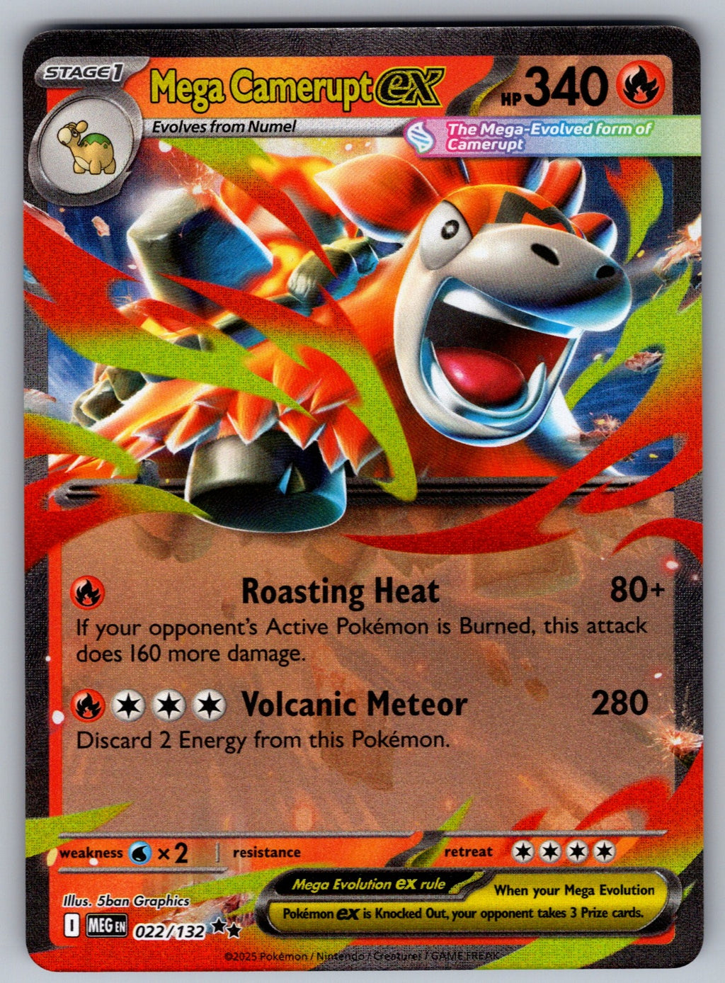 Mega Camerupt ex Holo Double Rare ME01: Mega Evolution 022/132 NM 2025