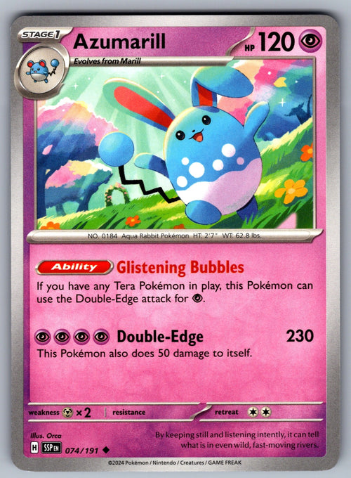 Azumarill Uncommon SV08: Surging Sparks 074/191 NM 2024