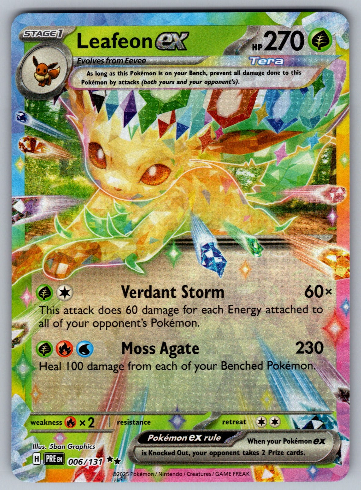 Leafeon ex - Holo Double Rare SV: Prismatic Evolutions 006/131 NM 2025