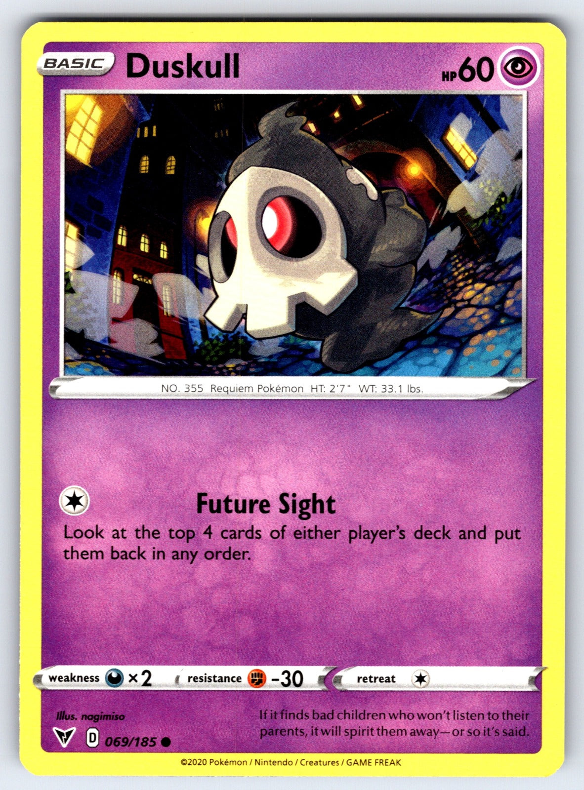 Duskull Common SWSH04: Vivid Voltage 069/185 LP 2020