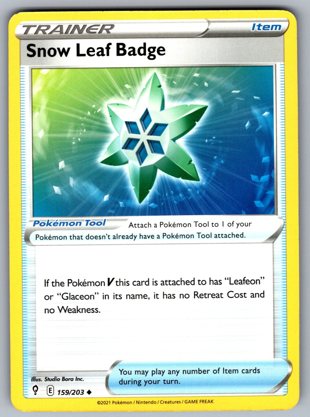 Snow Leaf Badge Uncommon SWSH07: Evolving Skies 159/203 NM 2021