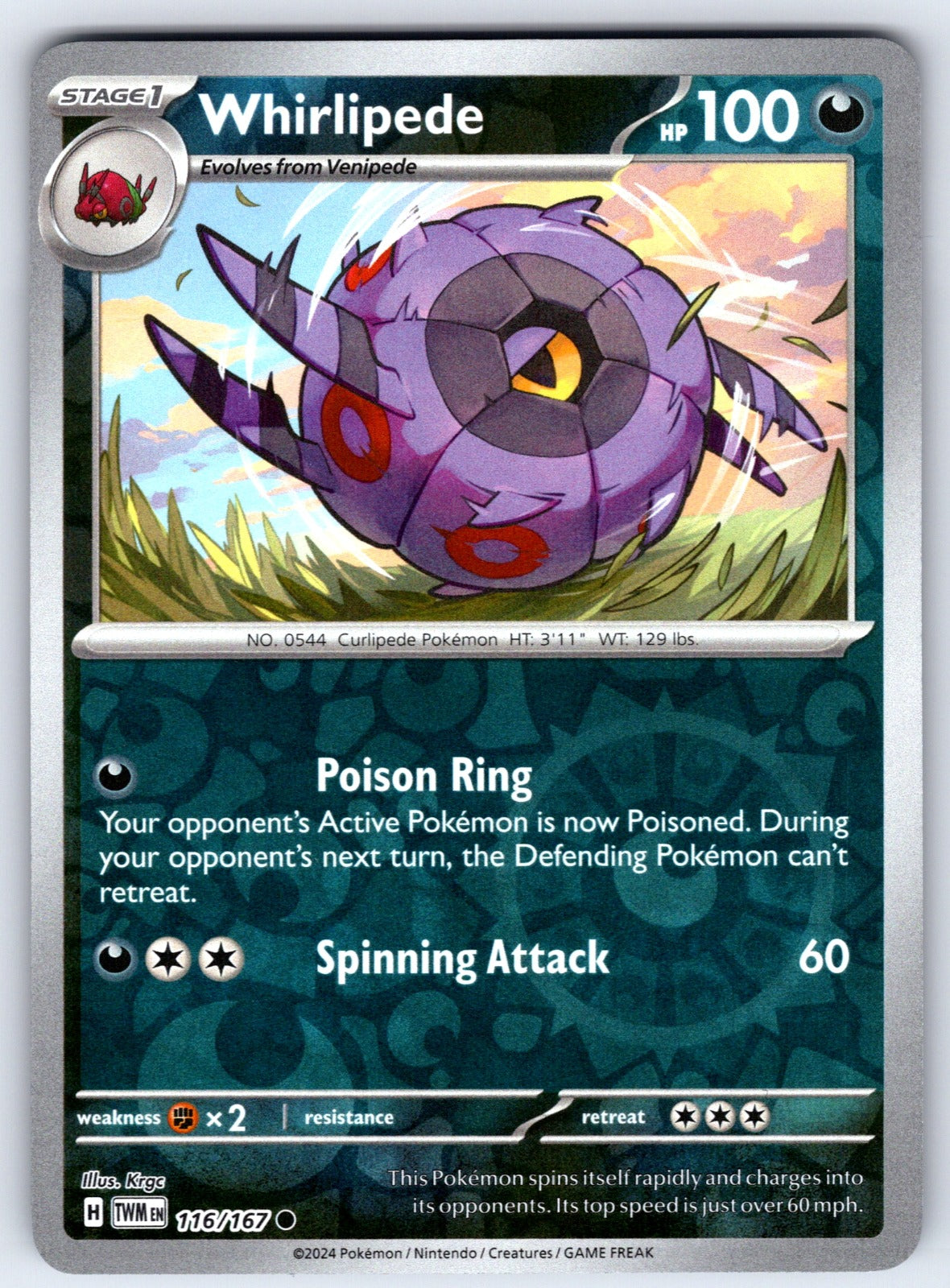 Whirlipede Reverse Holo Common SV06: Twilight Masquerade 116/167 NM 2024