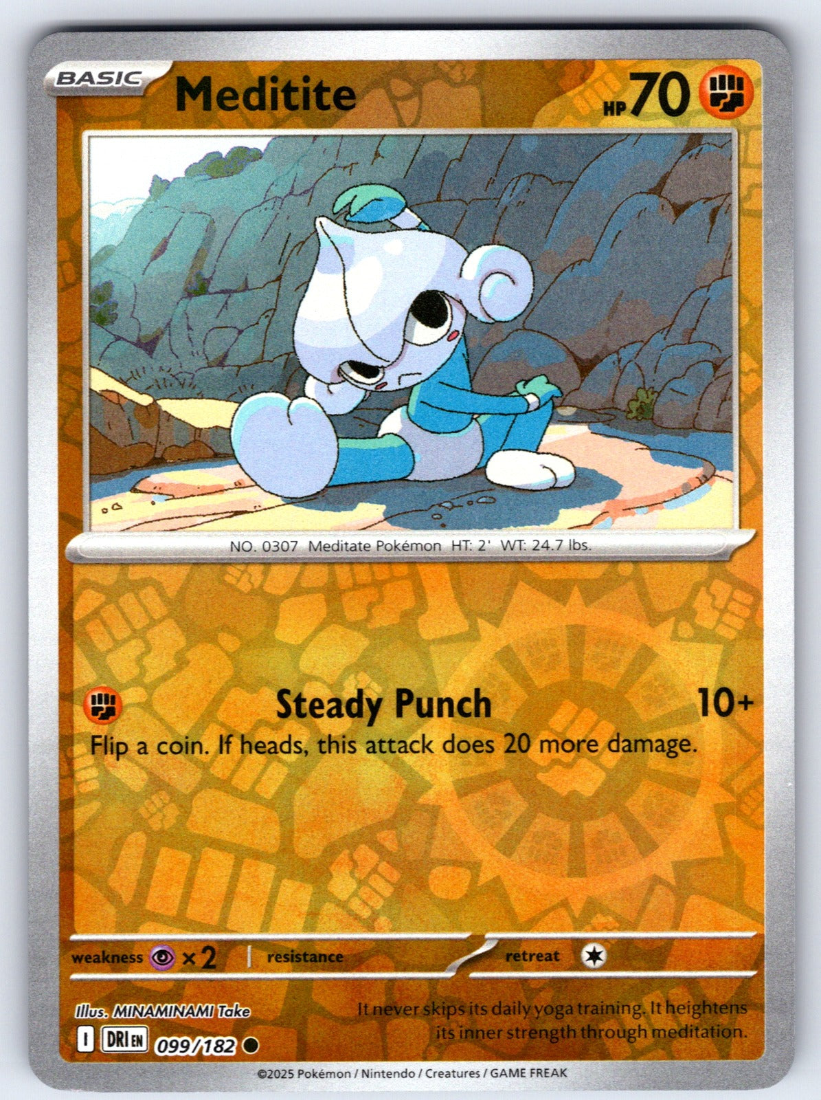 Meditite Reverse Holo Common SV10: Destined Rivals 099/182 NM 2025
