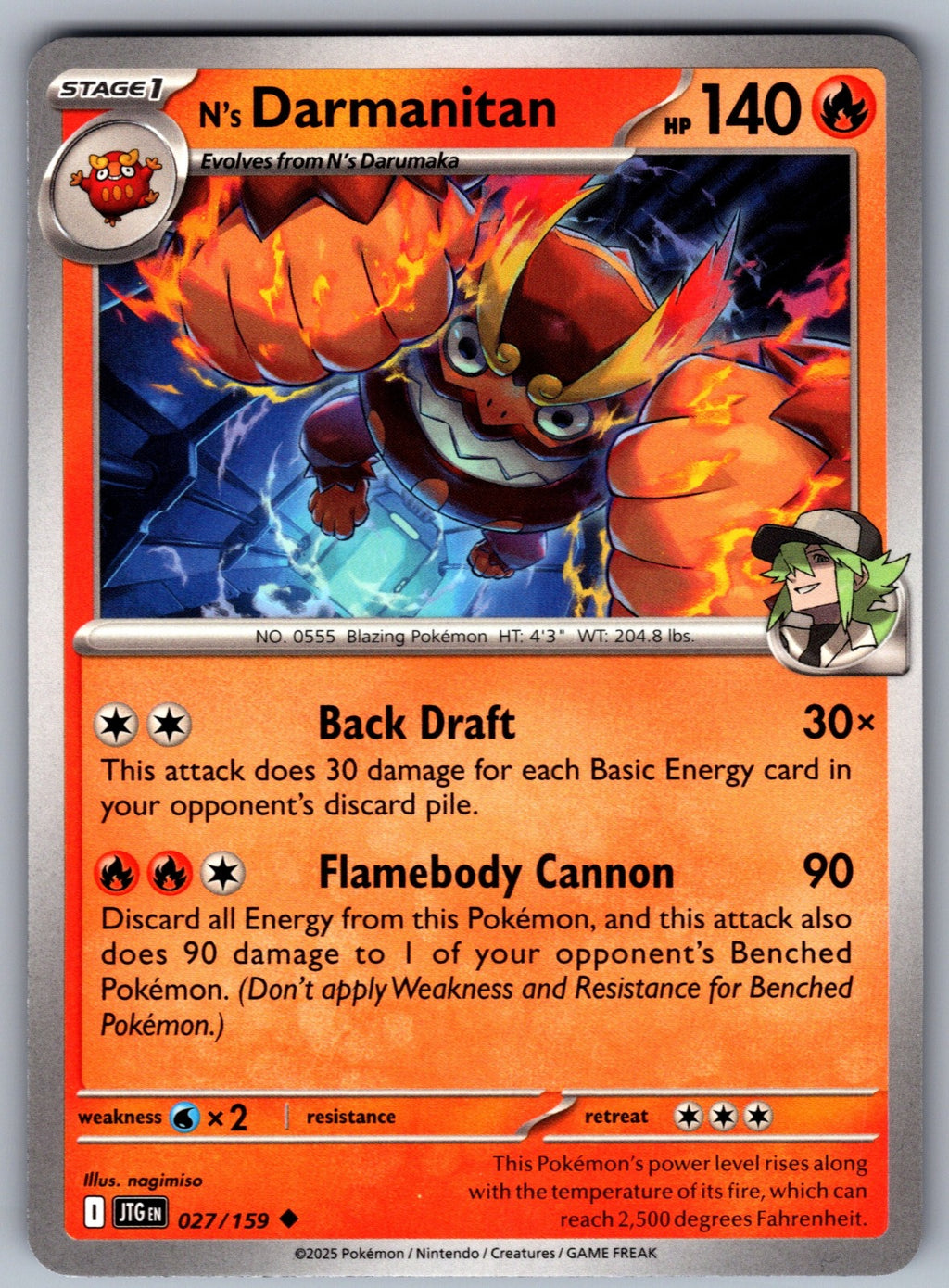 N's Darmanitan Uncommon SV09: Journey Together 027/159 NM 2025