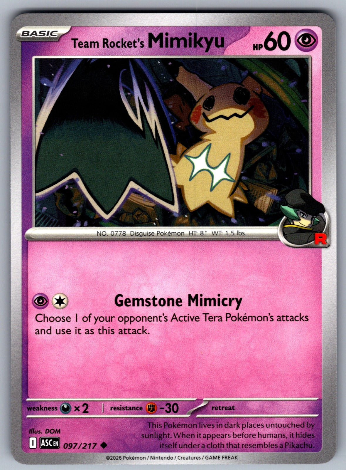 Team Rocket's Mimikyu Uncommon ME: Ascended Heroes 097/217 NM 2026