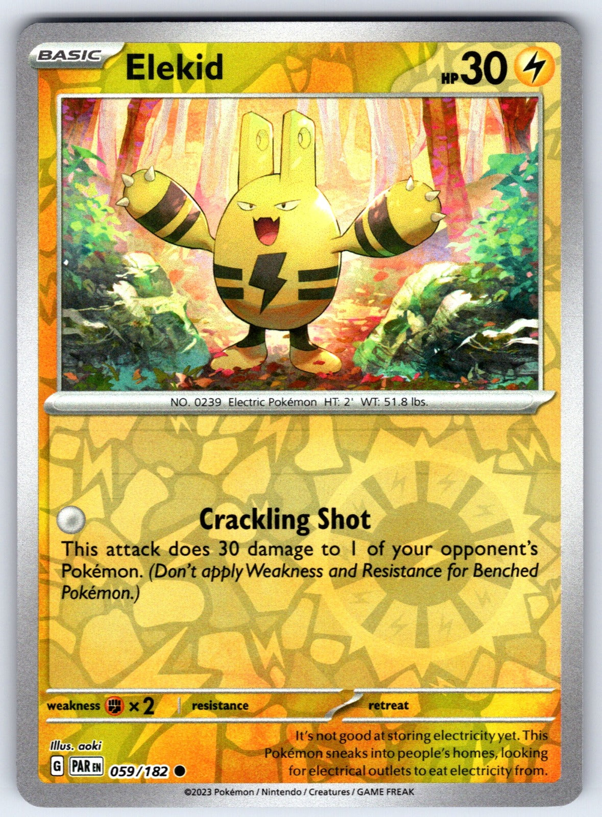 Elekid Reverse Holo Common SV04: Paradox Rift 059/182 NM 2023