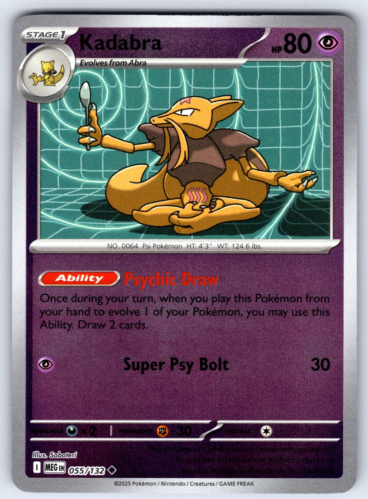Kadabra Reverse Holo Uncommon ME01: Mega Evolution 055/132 NM 2025