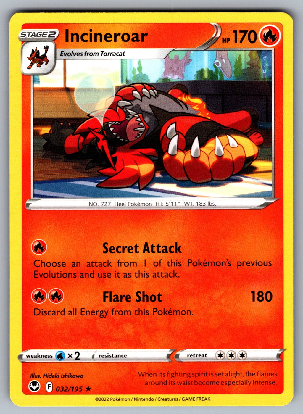 Incineroar Rare SWSH12: Silver Tempest 032/195 NM 2022
