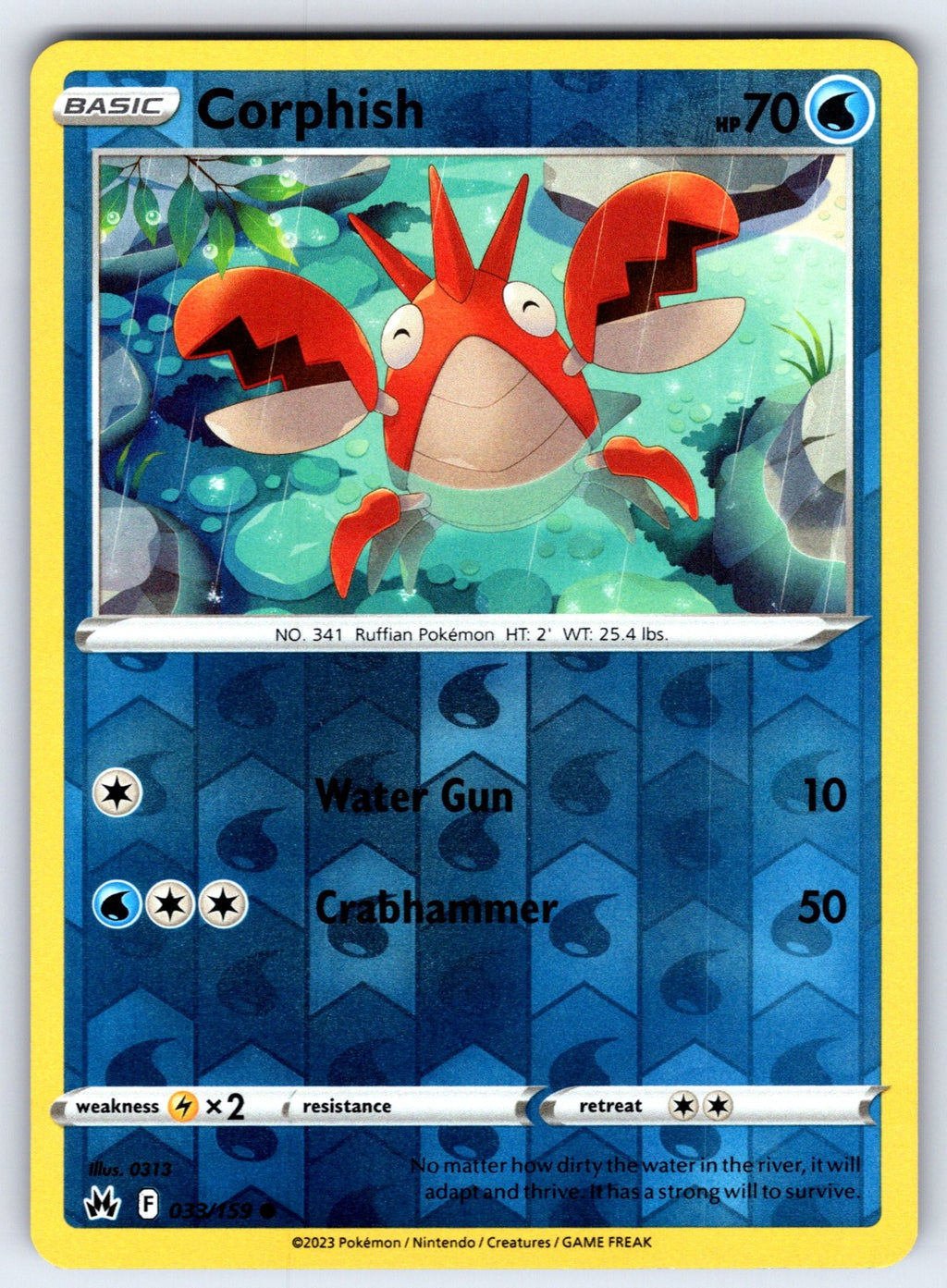 Corphish Reverse Holo Common SWSH: Crown Zenith 033/159 NM 2023