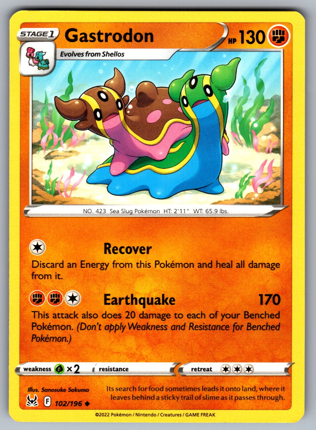 Gastrodon Uncommon SWSH11: Lost Origin 102/196 NM 2022