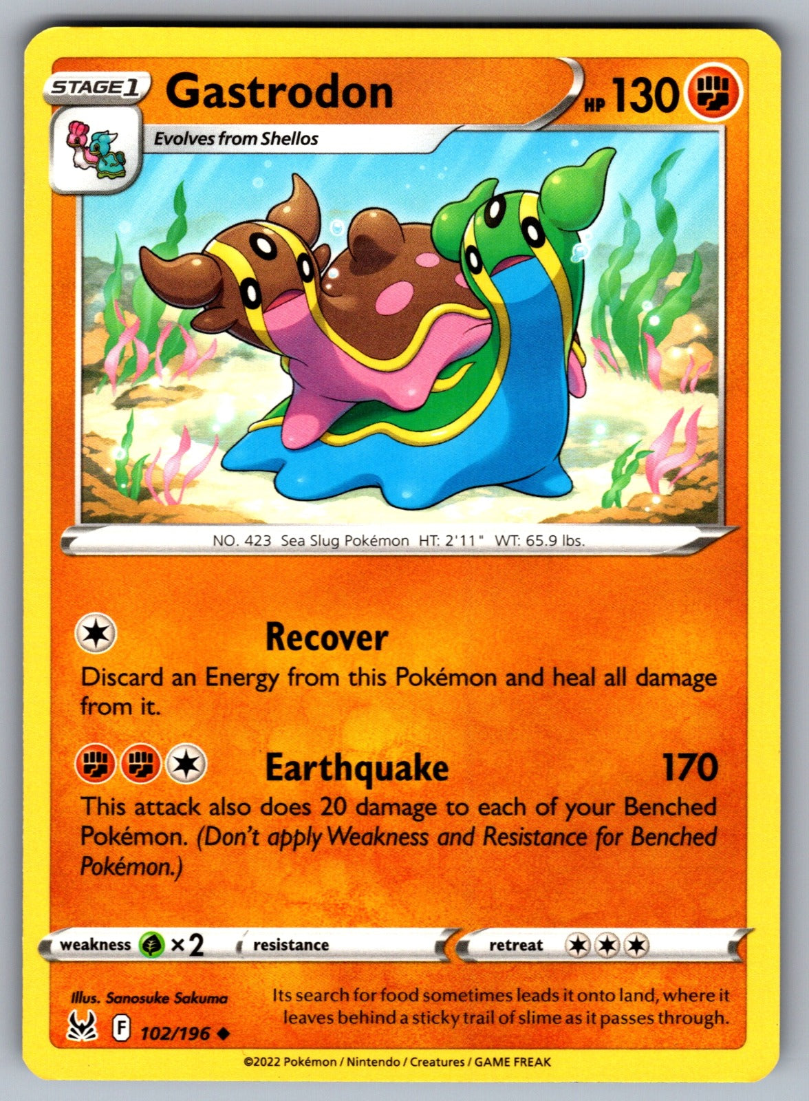 Gastrodon Uncommon SWSH11: Lost Origin 102/196 NM 2022