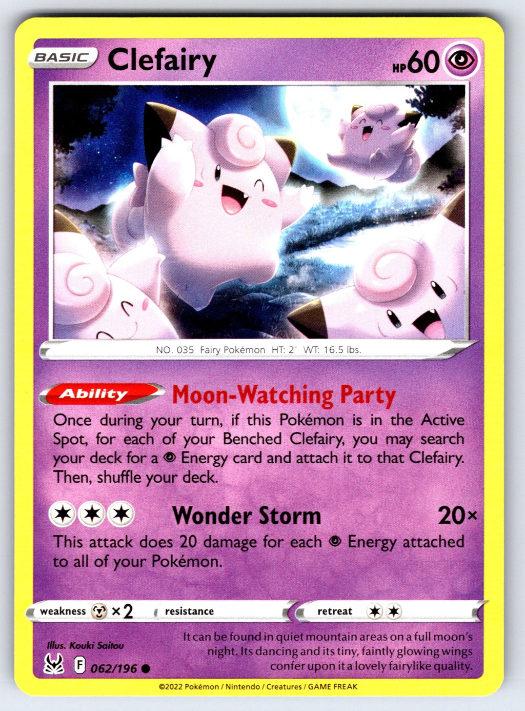 Clefairy Common SWSH11: Lost Origin 062/196 NM 2022