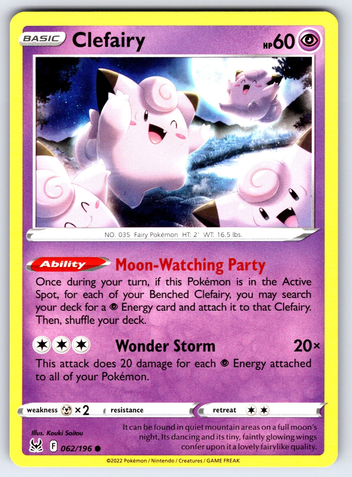 Clefairy Common SWSH11: Lost Origin 062/196 NM 2022