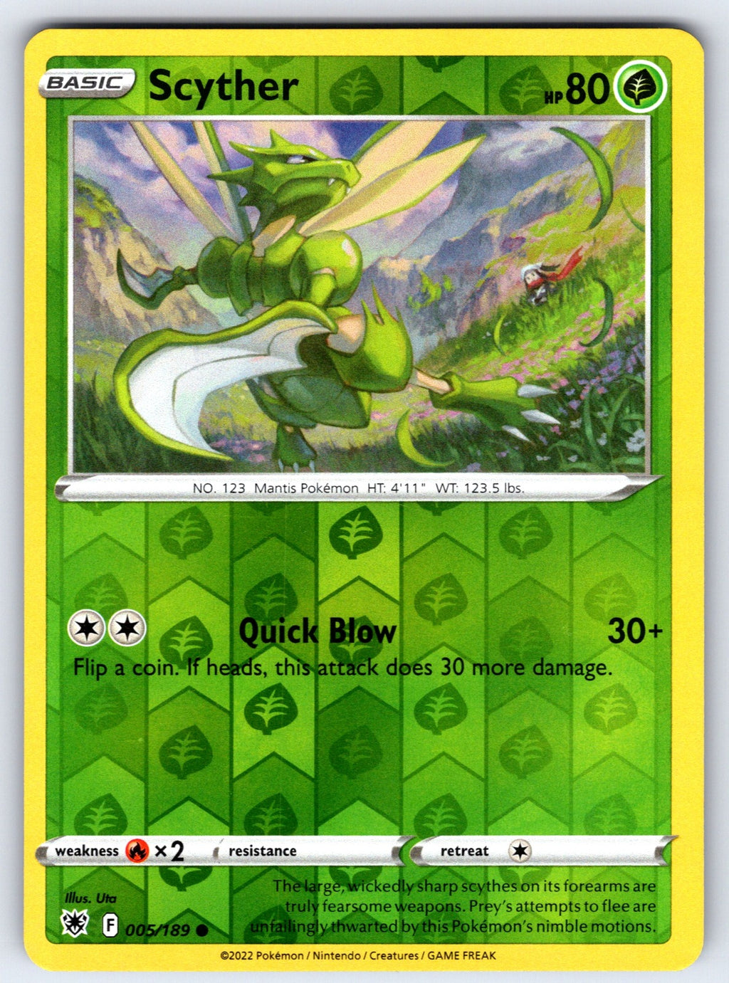 Scyther (005) Reverse Holo Common SWSH10: Astral Radiance 005/189 NM 2022