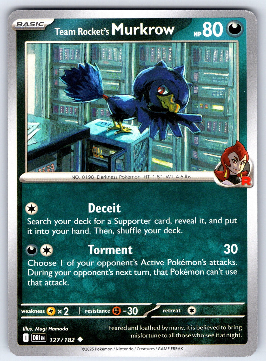 Team Rocket's Murkrow Uncommon SV10: Destined Rivals 127/182 NM 2025