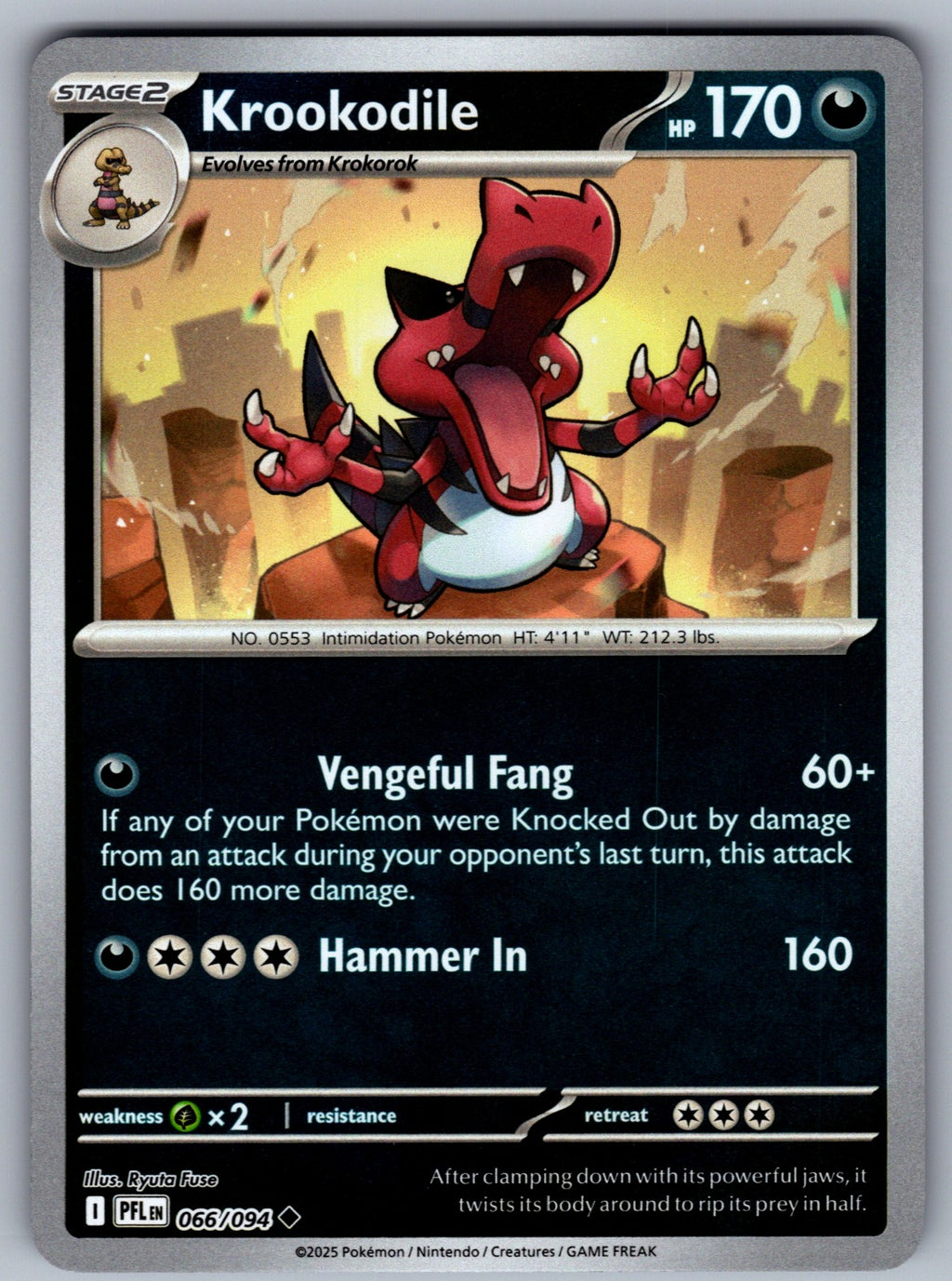 Krookodile Uncommon ME02: Phantasmal Flames 066/094 NM 2025