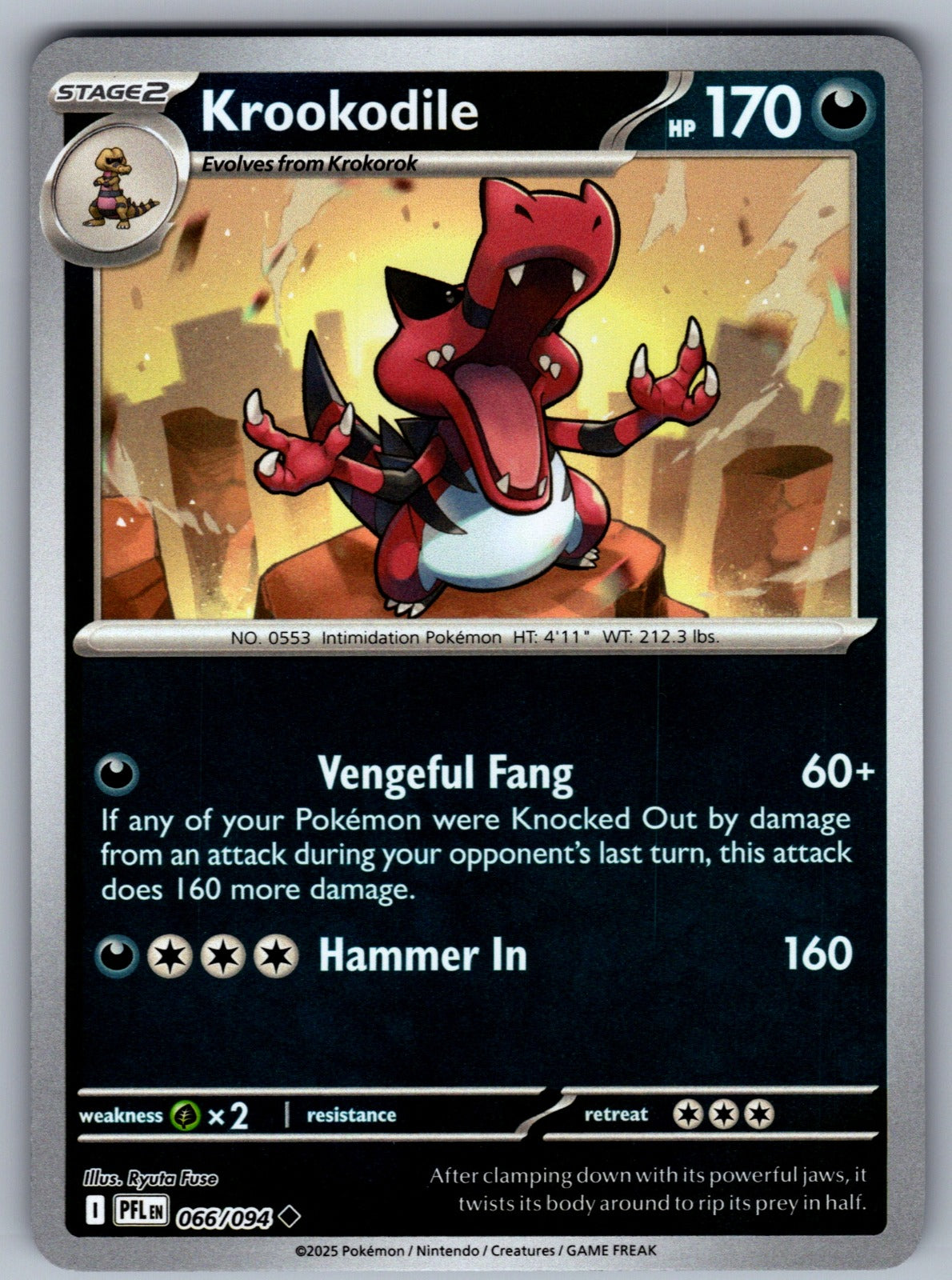 Krookodile Uncommon ME02: Phantasmal Flames 066/094 NM 2025