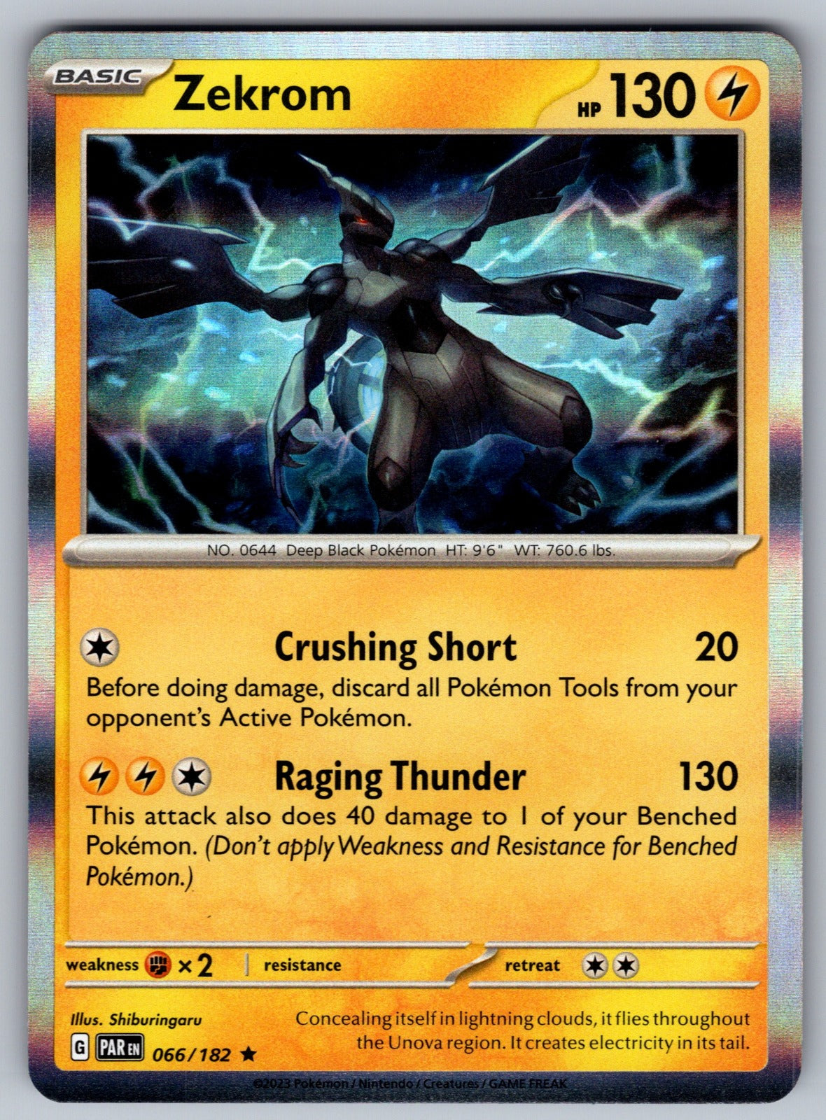 Zekrom Holo Rare SV04: Paradox Rift 066/182 NM 2023