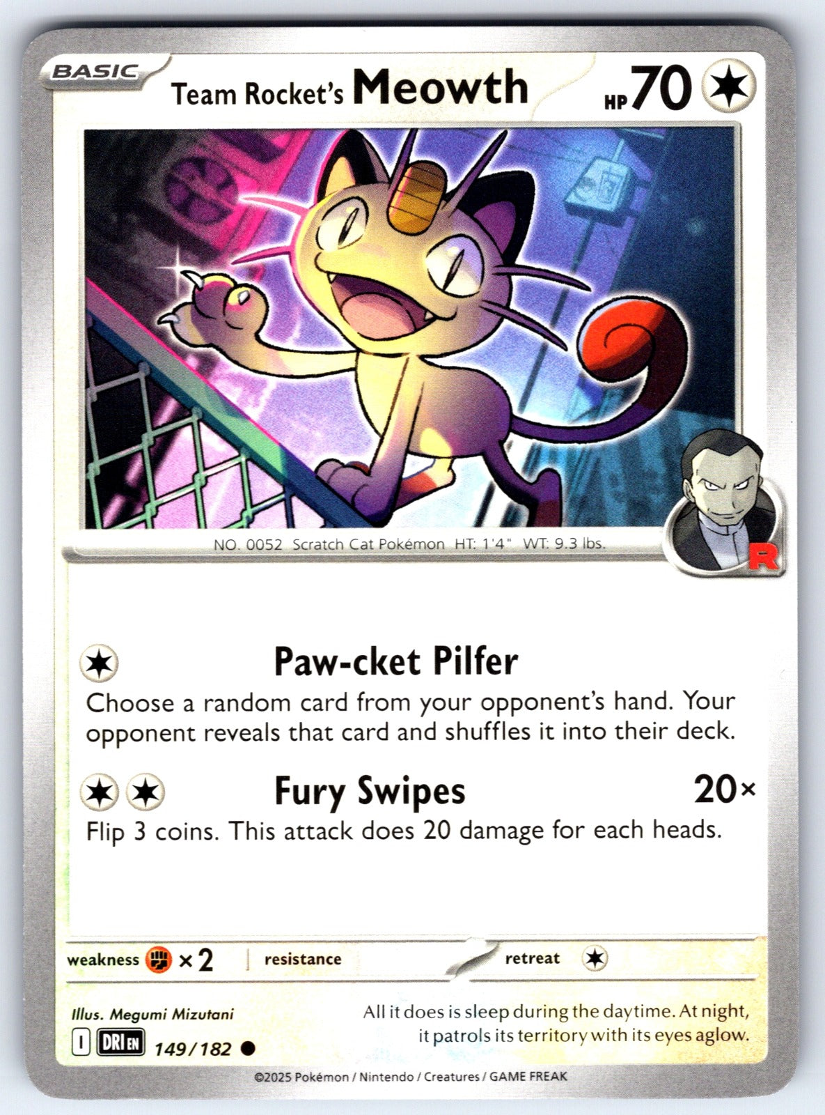 Team Rocket's Meowth Common SV10: Destined Rivals 149/182 NM 2025